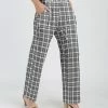 Lily | Gray & White Plaid Pocket Wide-Leg Pants - Plus