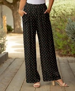 Lily | Black & Red Strawberries Pocket Wide-Leg Pants - Women & Plus