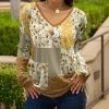 Lily | Goldtone & White Floral Patchwork V-Neck Tunic - Women & Plus