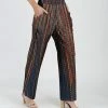 Lily | Blue & Rust Geometric High-Waist Wide-Leg Pants - Plus