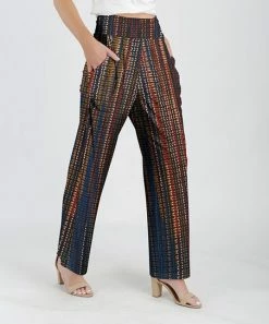 Lily | Blue & Rust Geometric High-Waist Wide-Leg Pants - Plus