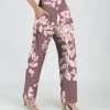 Lily | Pink & Mauve Floral High-Waist Wide-Leg Pants - Plus