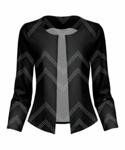 Lily | Black & Gray Chevron Open Blazer - Women & Plus