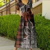 Lily | Brown & Black Plaid Floral Belted Surplice Maxi Dress - Women