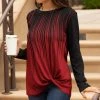 Lily | Red & Black Stripe Fade Twist-Front Long-Sleeve Tunic - Women