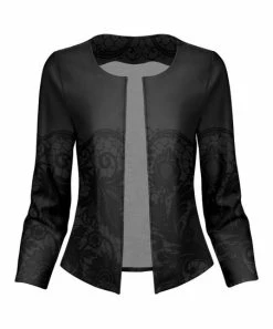 Lily | Black & Gray Floral Open Blazer - Women & Plus