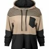Lily | Beige & Black Color Block Pocket Hoodie - Women & Plus