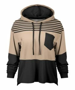 Lily | Beige & Black Color Block Pocket Hoodie - Women & Plus