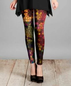 Lily | Red & Yellow Geometric Leggings - Women