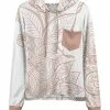Lily | Beige & White Paisley Floral Chest-Pocket Hoodie - Women