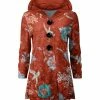 Lily | Rust & Blue Floral Velvet Button-Front Hoodie - Women & Plus