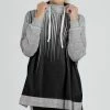 Lily | Black & Gray Abstract Cowl Neck Sweatshirt - Women & Plus