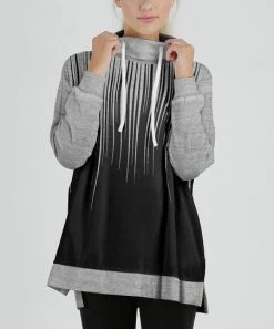 Lily | Black & Gray Abstract Cowl Neck Sweatshirt - Women & Plus