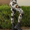 Lily | Brown & White Cow-Print Button-Accent Leggings - Plus