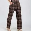Lily | Black & Taupe Plaid High-Waist Wide-Leg Pocket Pants - Women & Plus