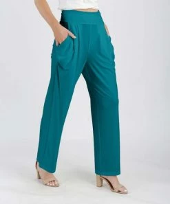 Lily | Teal High-Waist Wide-Leg Pocket Pants - Women & Plus