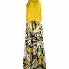 Lily | Gold & Black Abstract Halter Blouson Maxi Dress - Women