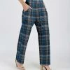 Lily | Teal & Gray Plaid Wide-Leg Pants - Women & Plus