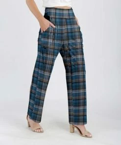 Lily | Teal & Gray Plaid Wide-Leg Pants - Women & Plus