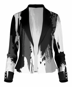 Lily | Black & White Abstract Open Blazer - Women & Plus