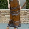 Lily | Brown & Gray Abstract Button-Accent Maxi Skirt - Women & Plus