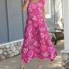 Lily | Pink & White Heart Handkerchief Maxi Dress - Women & Plus