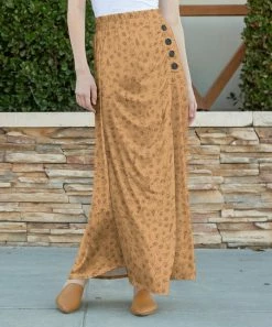 Lily | Beige & Brown Floral Button-Accent Maxi Skirt - Women & Plus