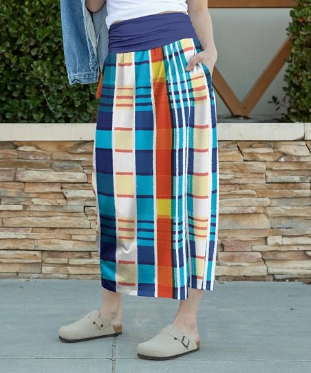 Lily | Blue & White Plaid Pocket Maxi Skirt - Women & Plus 1 Lily | Blue & White Plaid Pocket Maxi Skirt - Women & Plus