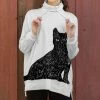 Lily | White & Black Cat Drawstring Pullover - Women & Plus