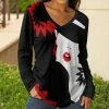 Lily | Black & Red Abstract Face Long-Sleeve V-Neck Tunic - Women & Plus