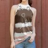 Lily | Brown & White Heart Stripe High-Neck Sleeveless Tunic - Women & Plus