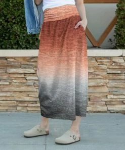 Lily | Gray & Rust Ombré Pocket Maxi Skirt - Women & Plus