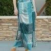 Lily | Blue & Teal Patchwork Button-Accent Maxi Skirt - Women & Plus