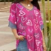 Lily | Pink & Gray Heart Layered-Sleeve V-Neck Tunic - Women & Plus
