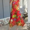 Lily | Red & Green Floral Handkerchief Maxi Dress - Women & Plus