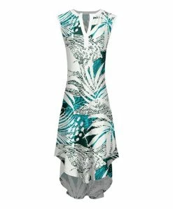 Lily | White & Teal Leaf Hi-Low Maxi Dress - Women & Plus