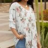 Lily | White & Pink Floral Ruffle Sleeve Tunic - Women & Plus