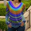 Lily | Purple & Multicolor Abstract Long Sleeve V-Neck Tunic - Women & Plus