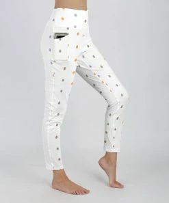 Lily | White & Lavender Dot High-Waist Pocket Leggings - Women & Plus