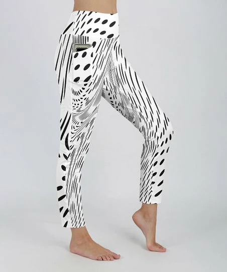 Lily | Black & White Abstract High-Waist Pocket Leggings - Women & Plus 1 Lily | Black & White Abstract High-Waist Pocket Leggings - Women & Plus