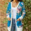 Lily | Blue & Pink Floral Pocket Button-Up Cardigan - Women & Plus