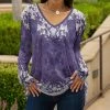 Lily | Lavender & Blue Abstract Long-Sleeve V-Neck Tunic - Women & Plus