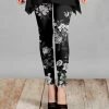 Lily | Black & Gray Floral Leggings - Women & Plus