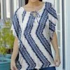 Lily | White & Blue Zigzag Tie-Neck Tunic - Women & Plus