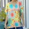 Lily | Yellow & Coral Floral Tie-Neck Tunic - Women & Plus