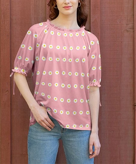 Lily | Pink & Yellow Floral Ruffle-Neck Tunic - Women & Plus 1 Lily | Pink & Yellow Floral Ruffle-Neck Tunic - Women & Plus