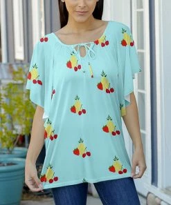 Lily | Aqua & Red Fruit Tie-Neck Tunic - Women & Plus