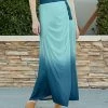 Lily | Blue & Aqua Ombré Button-Accent Maxi Skirt - Women & Plus