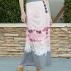 Lily | Steel & Pink Tie-Dye Stripe Button-Accent Maxi Skirt - Women & Plus