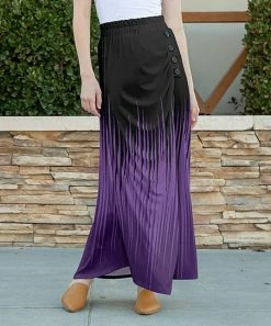 Lily | Black & Purple Ombré Button-Accent Maxi Skirt - Women & Plus